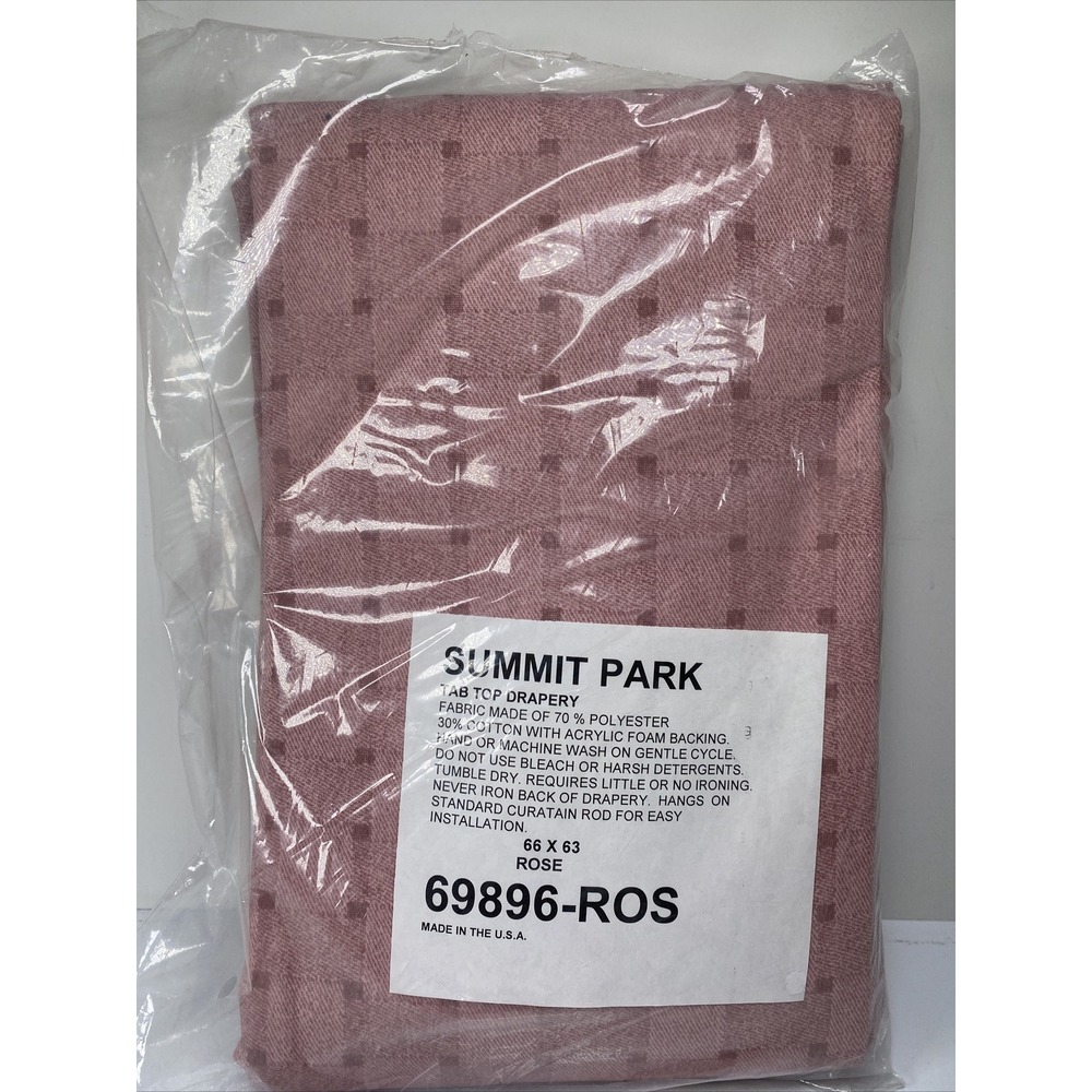 Summit Park Tab Top Drapery NOS Rose 66x63 Solid Vintage Pink MCM Retro